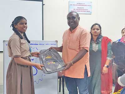 swavalambi1@ educational materials kit distribution programme at Vishnavi Vidyanikethan shool in Bengaluru  